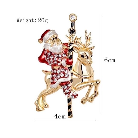 Christmas Carousel Santa Brooch - Picture 3 of 4